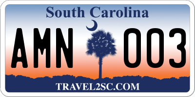 SC license plate AMN003