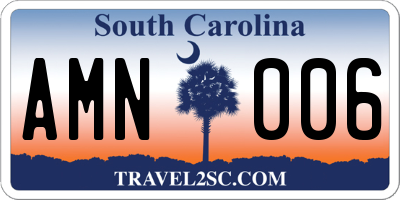 SC license plate AMN006