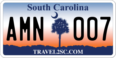 SC license plate AMN007
