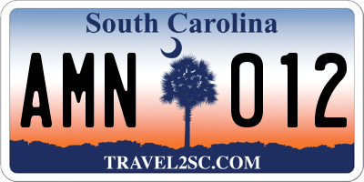 SC license plate AMN012