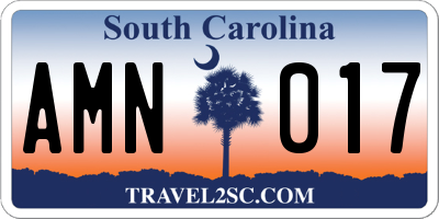 SC license plate AMN017