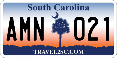 SC license plate AMN021