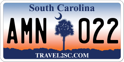 SC license plate AMN022