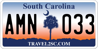 SC license plate AMN033