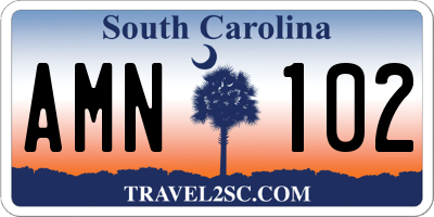 SC license plate AMN102