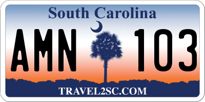 SC license plate AMN103