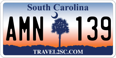 SC license plate AMN139