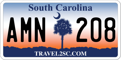 SC license plate AMN208