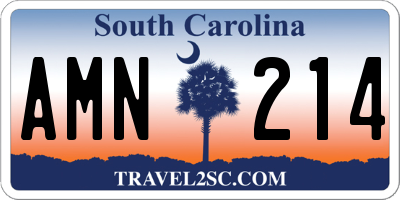 SC license plate AMN214
