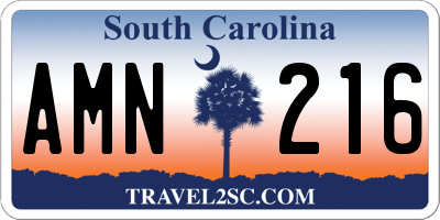 SC license plate AMN216
