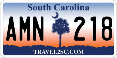 SC license plate AMN218