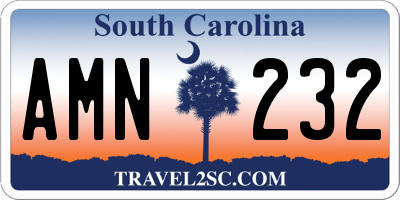 SC license plate AMN232