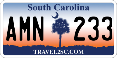 SC license plate AMN233
