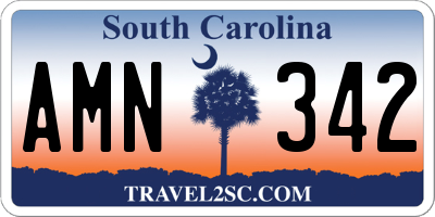 SC license plate AMN342