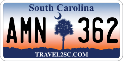 SC license plate AMN362