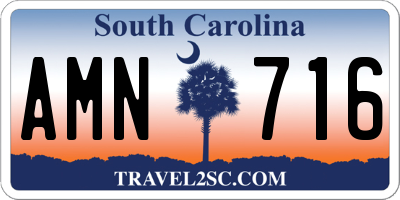 SC license plate AMN716