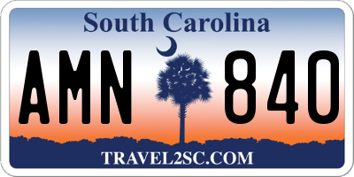 SC license plate AMN840