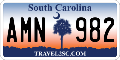 SC license plate AMN982