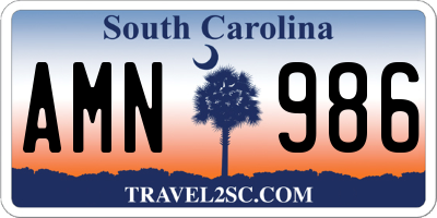 SC license plate AMN986