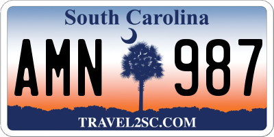 SC license plate AMN987