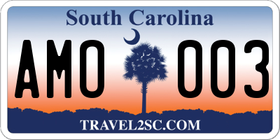 SC license plate AMO003