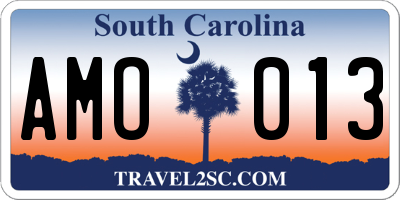SC license plate AMO013