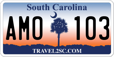 SC license plate AMO103