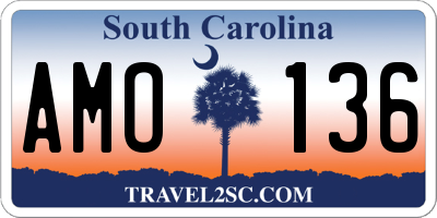 SC license plate AMO136