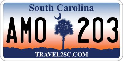 SC license plate AMO203