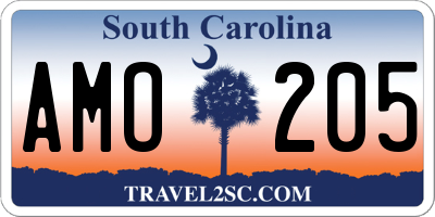 SC license plate AMO205