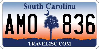 SC license plate AMO836