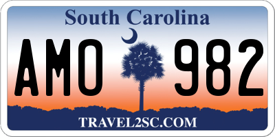 SC license plate AMO982