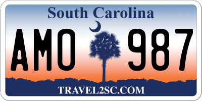 SC license plate AMO987