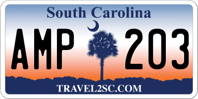 SC license plate AMP203