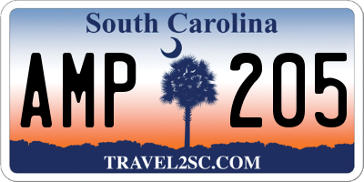 SC license plate AMP205