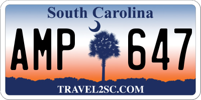SC license plate AMP647