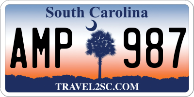 SC license plate AMP987