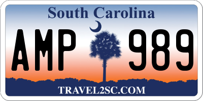 SC license plate AMP989