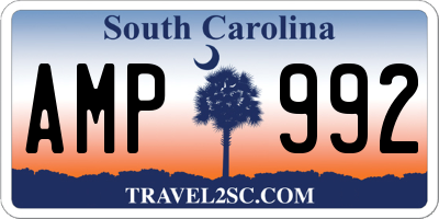 SC license plate AMP992