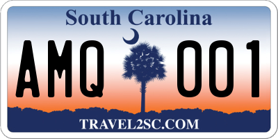 SC license plate AMQ001