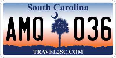 SC license plate AMQ036