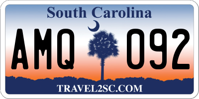 SC license plate AMQ092
