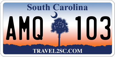 SC license plate AMQ103