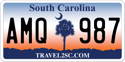 SC license plate AMQ987