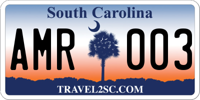 SC license plate AMR003