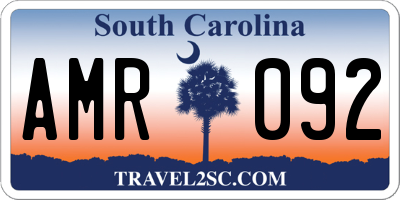 SC license plate AMR092