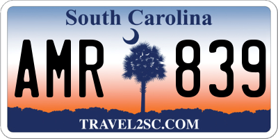 SC license plate AMR839