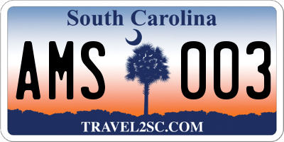 SC license plate AMS003