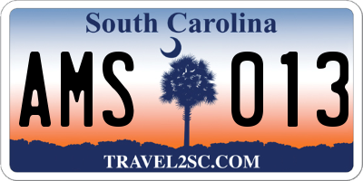 SC license plate AMS013