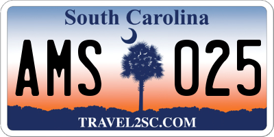SC license plate AMS025